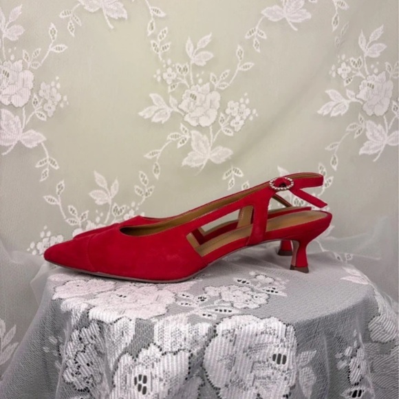 Talbots Red Suede Slingback Heels - Picture 4 of 5